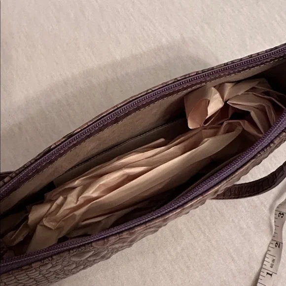 Vintage Brahmin Y2K Croc Embossed Leather Handbag Shoulder Mini Bag w/ Dust Bag - Picture 9 of 16